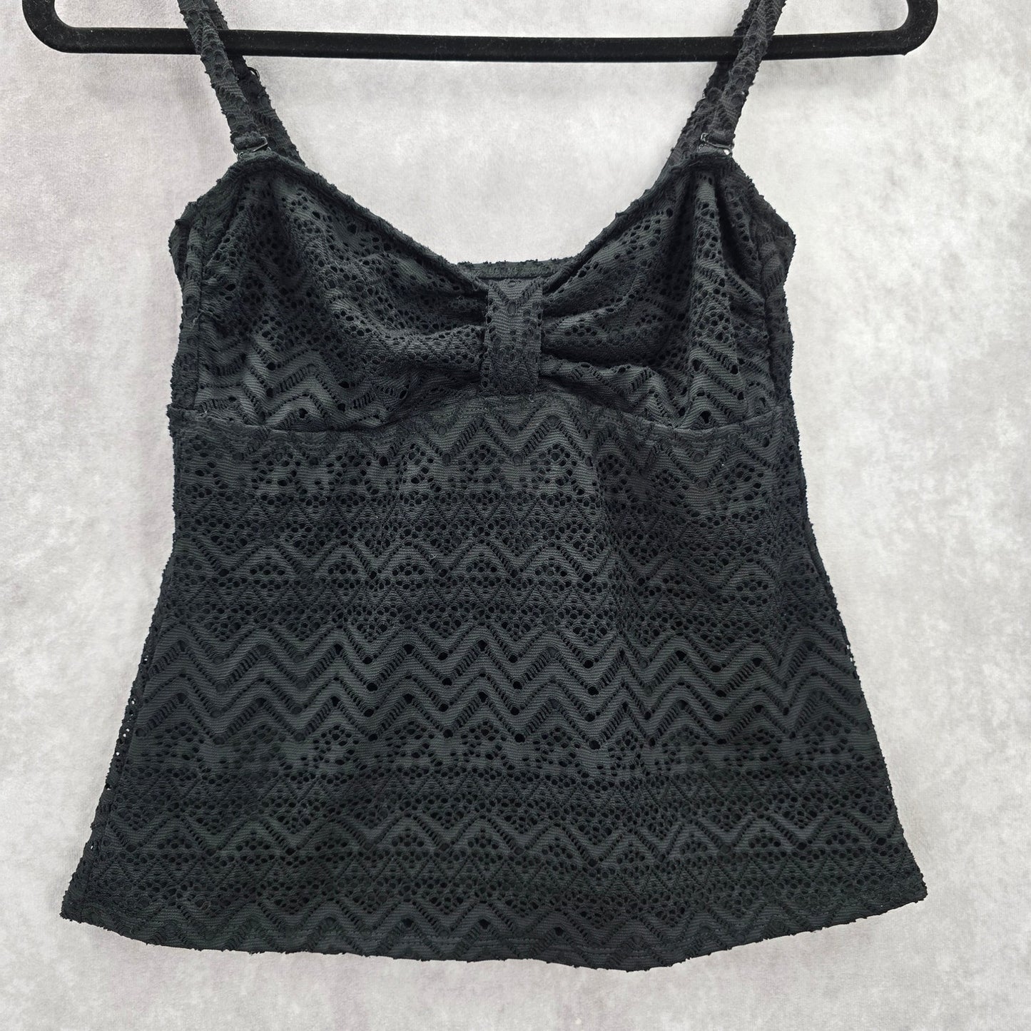 Catalina Black Crochet Lace Swimwear Tankini Top S Small 4-6