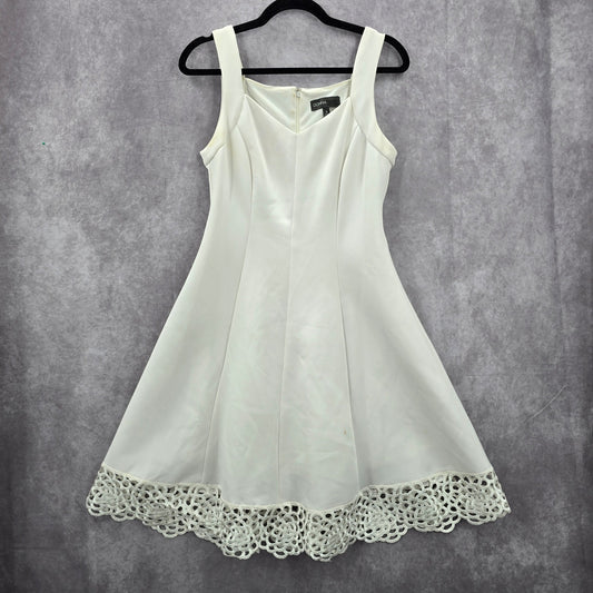 Donna Ricco White Sleeve Less Lace Zipper Y2K Retro Indie Flare Dress 8