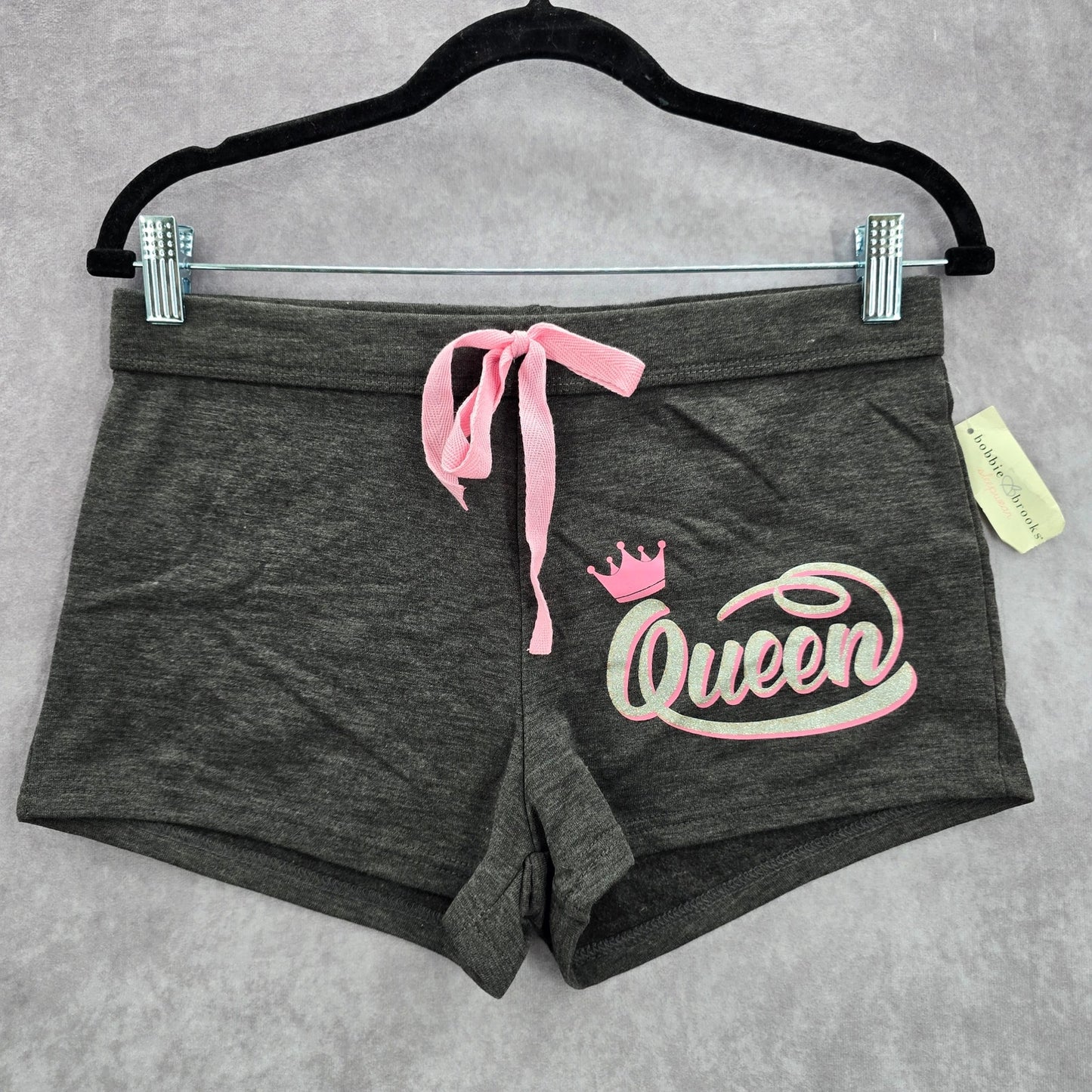 Bobbie Brooks Gray Sleepwear Queen Stretch Comfy Pink Shorts S Small