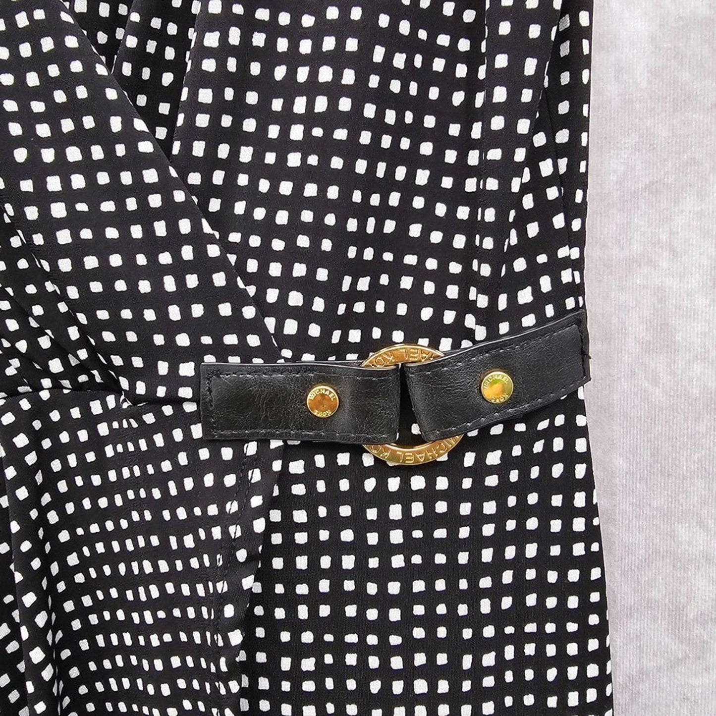 Michael by Michael Kors Black White Print Wrap Dress Large