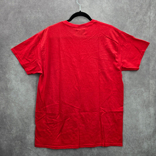 Red Wanderlust Yellow Cotton Handmade Boho Tshirt Large