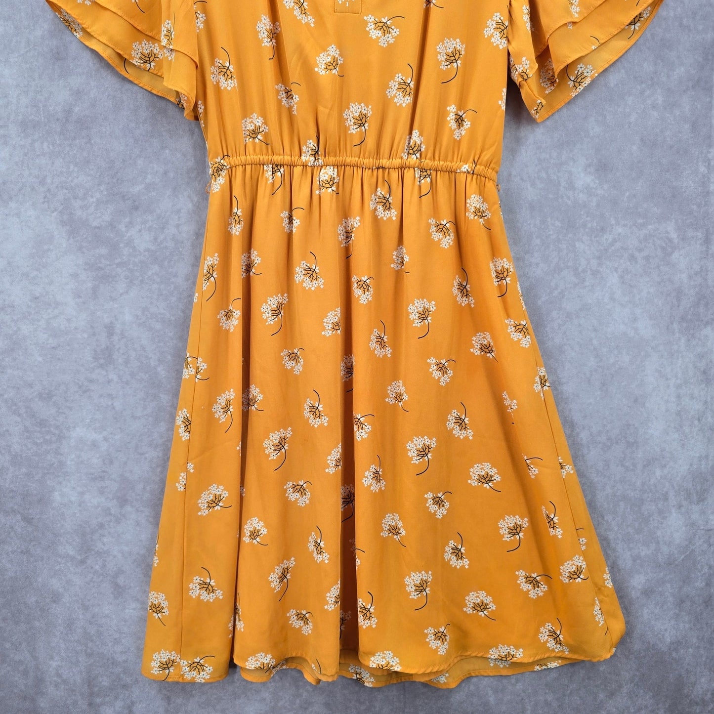 Ann Taylor Loft Yellow Floral Flare Flirt Knee Length Extra Small XS