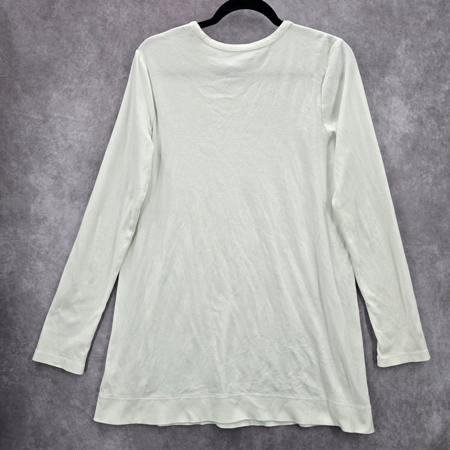 J Jill White Long Sleeve Pima Cotton Tall Slit Top Shirt Blouse Medium