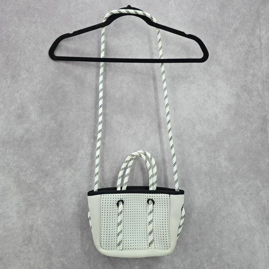 Jimelia White Black Neoprene Rope Small Crossbody With Zipper Pouch