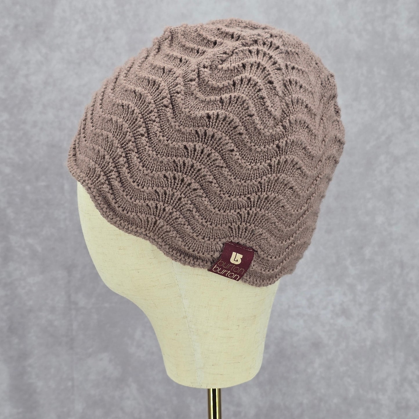 Burton Brown Tan Vintage Y2K Crochet Festival Bucket Knit Beanie Hat