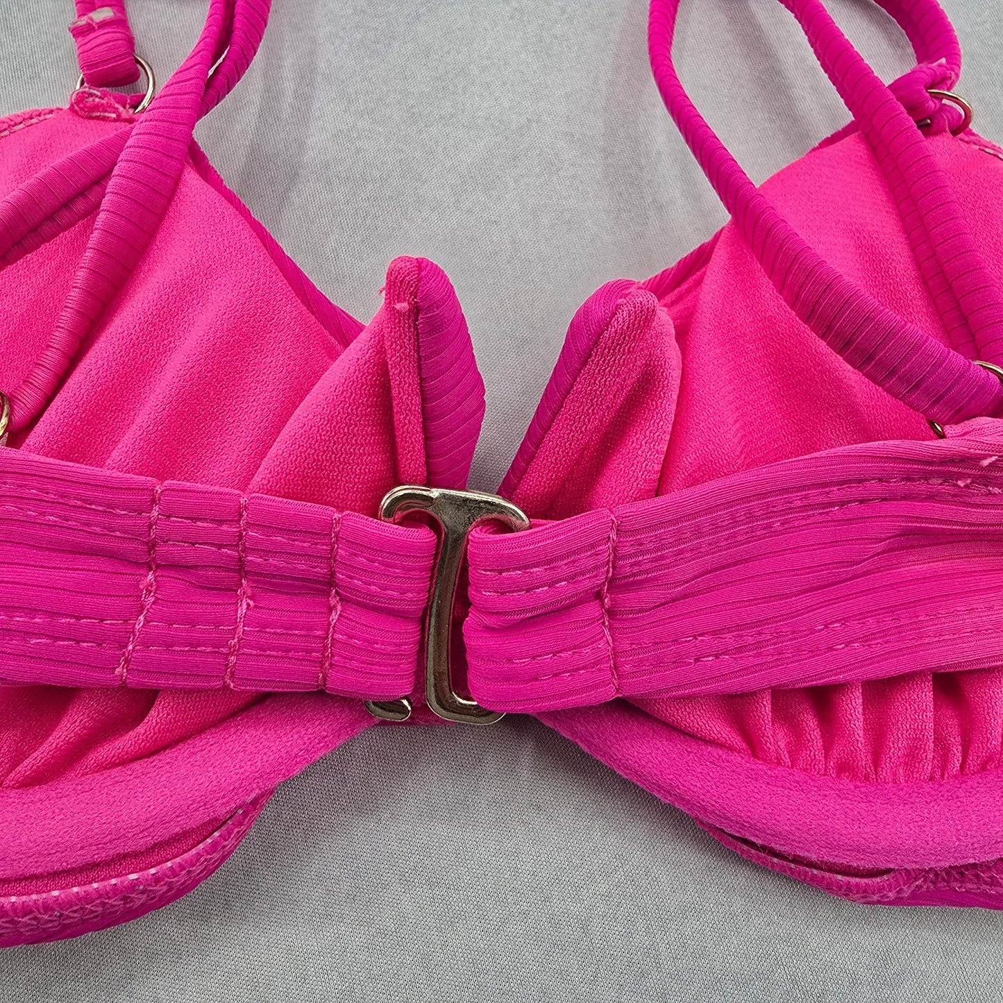 No Boundaries Pink Stripe Padded Bra Bikini Bralette Swim Top S Small