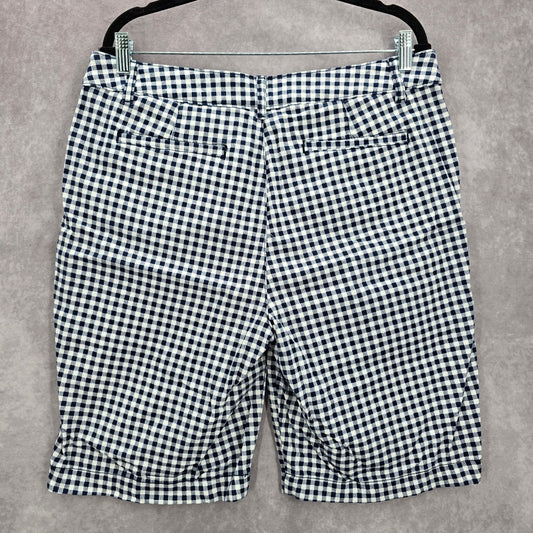 St Johns Bay Blue Plaid Stripe Chino Bermuda Preppy Pants Shorts Cotton 14