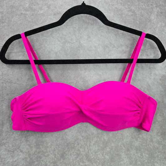 Shein Pink White Crisscross Padded Adjustable Clasp Bikini Top Swimwear Large