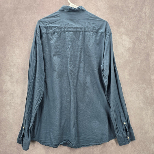 H&M Blue Long Sleeve Button Down Cotton Mens Shirt Large