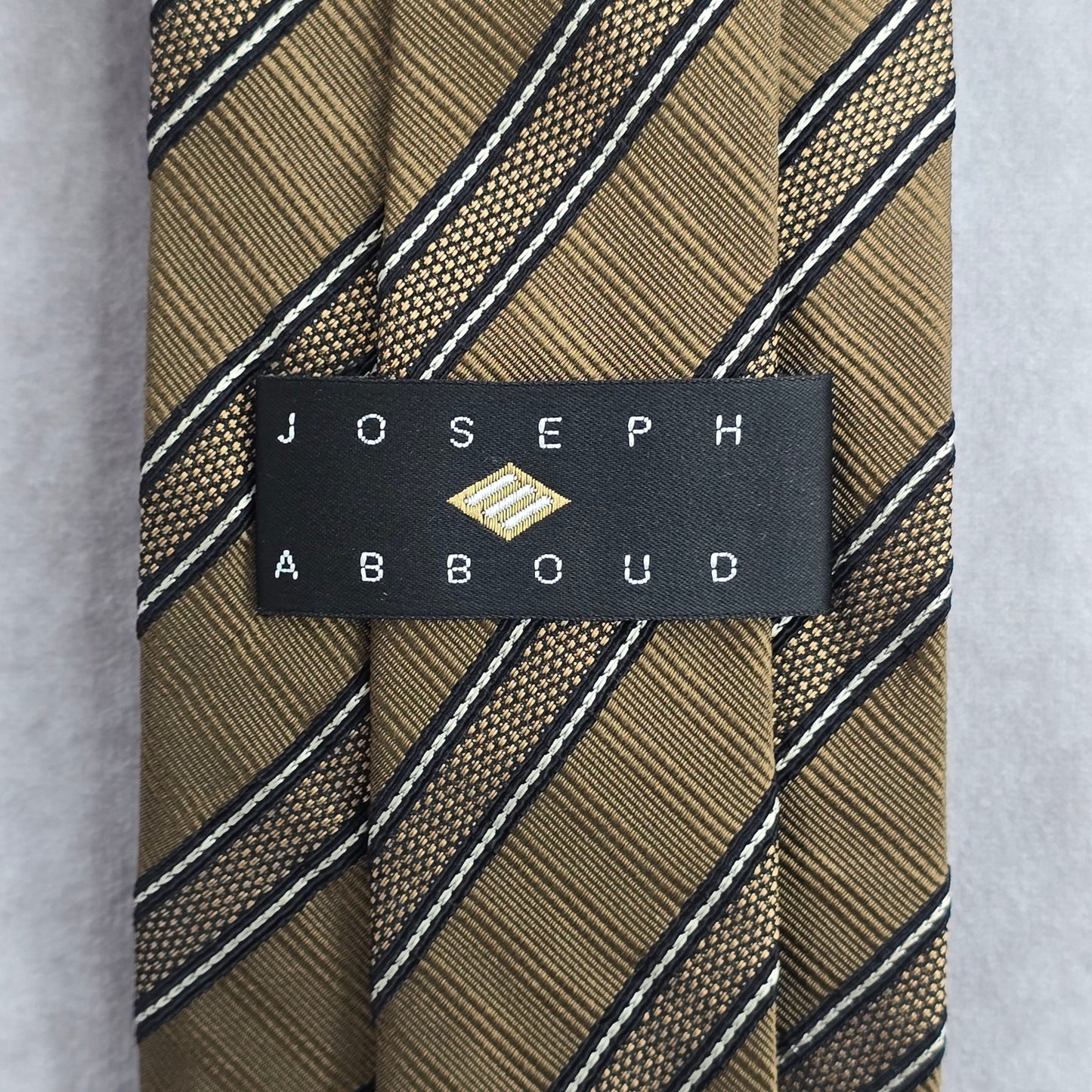 Joseph Abboud Italy Stripe Brown Black Repp Executive Silk Neck Tie Men's