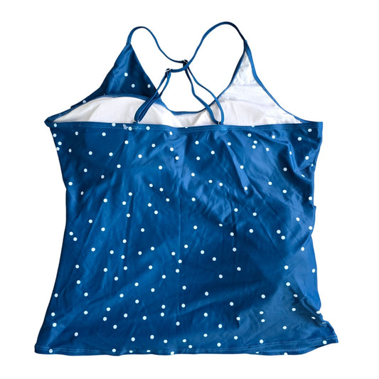 Blue Polka Dot Tankini Wrap Adjustable Tank Top Swimwear Plus XXL 1XL