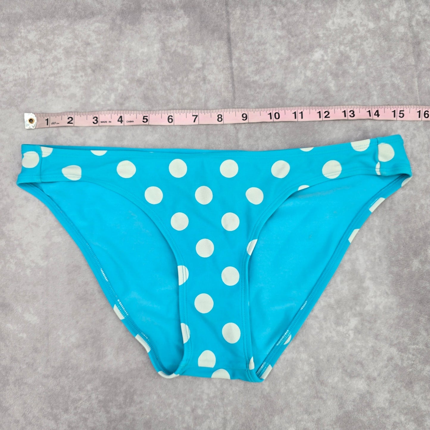 Arizona Jeans Company Blue Polka Dot Cheeky Medium Bikini Bottom Swimwear