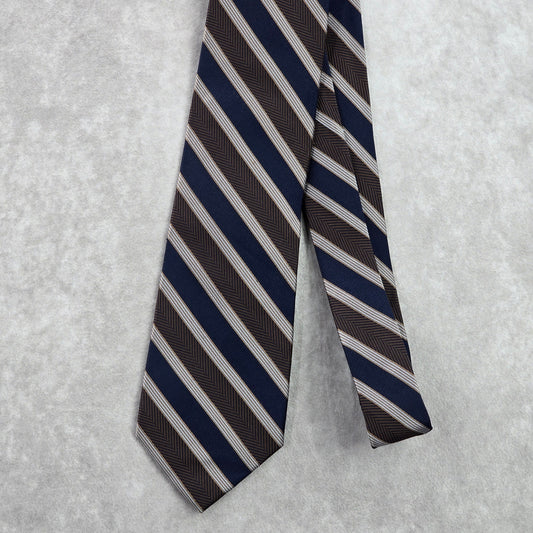 Jos. A. Bank Striped Brown Blue Repp Geometric Executive Silk Neck Tie Men's