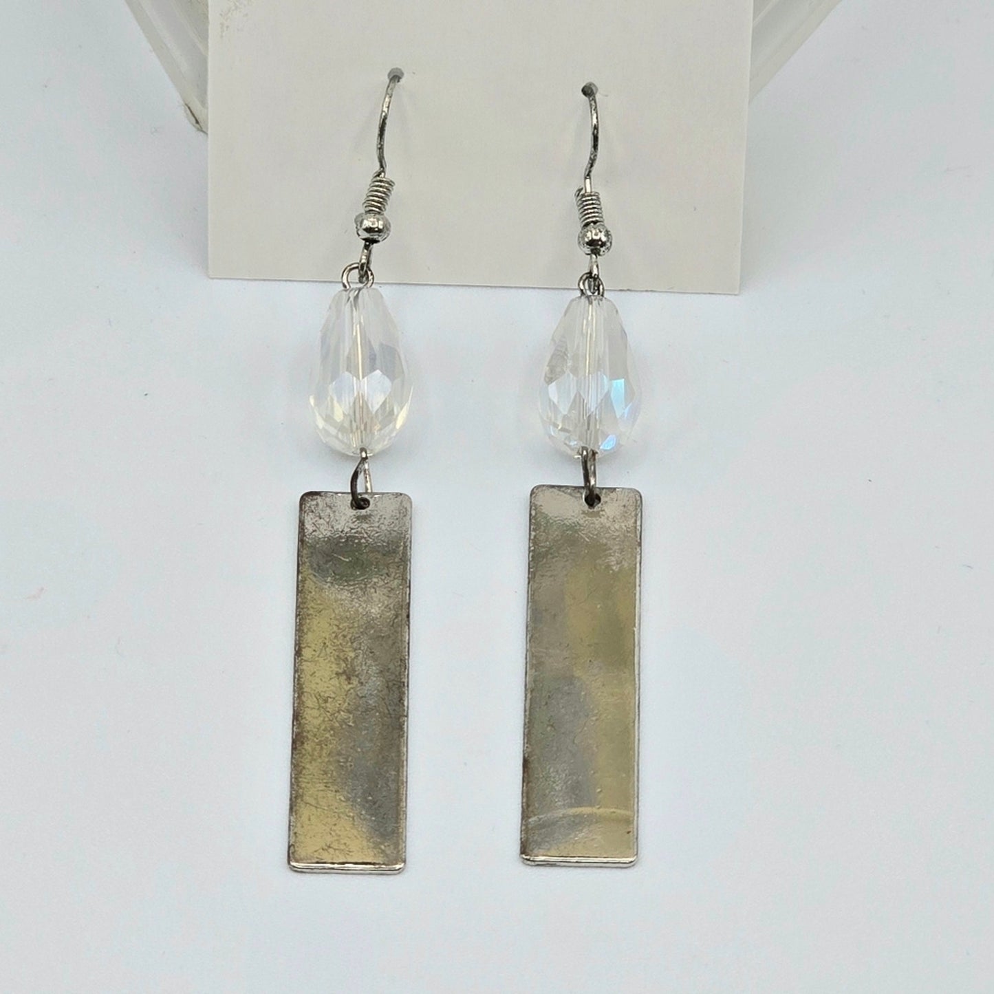 Silver Bead Bar Dangle Hook Earrings Fashion Jewelry