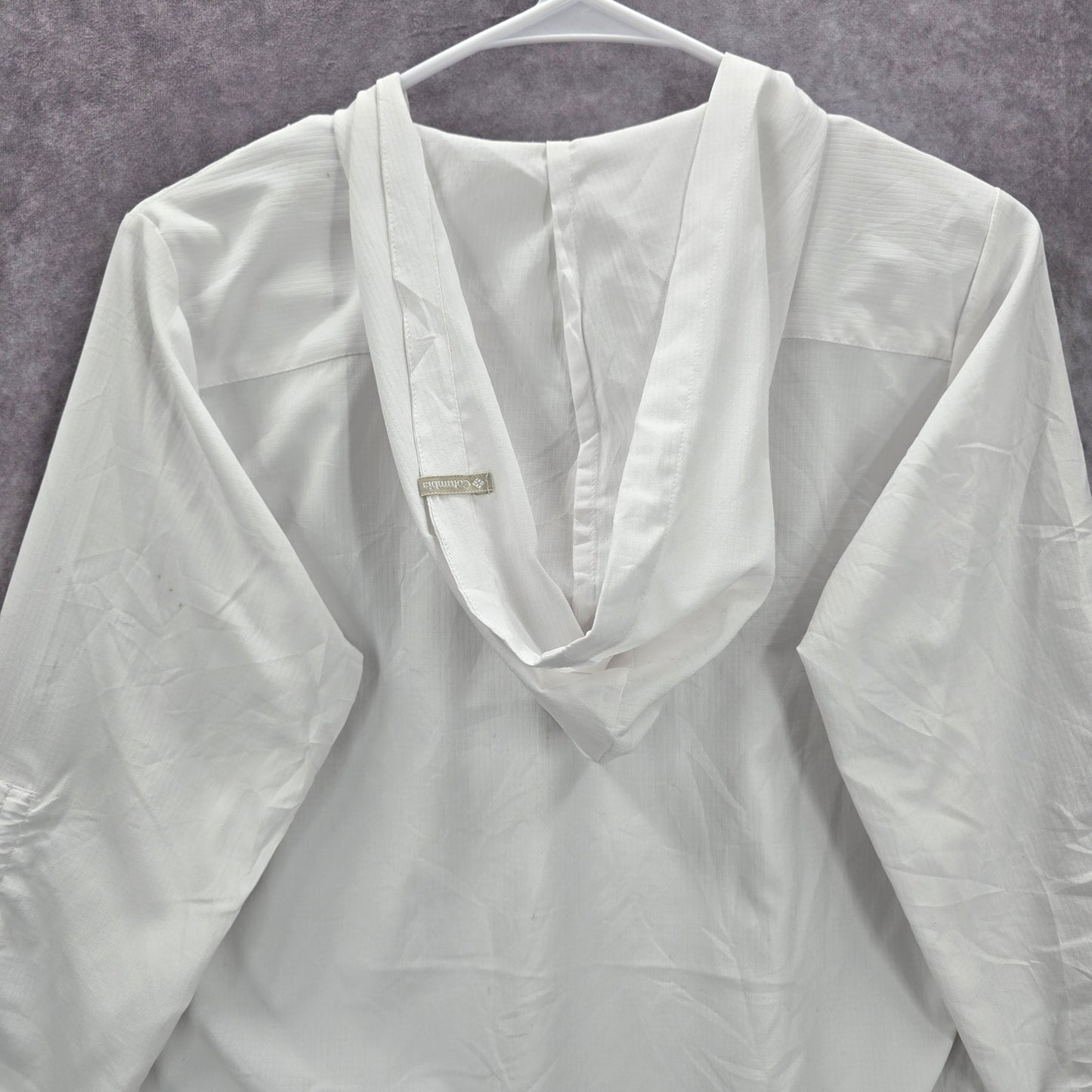 Columbia Sportswear White Hoodie Blouse Top Active Quarter Sleeve Shirt S Small