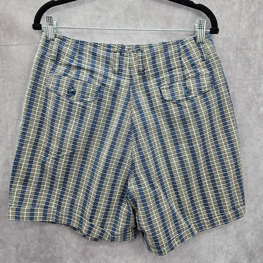 Separate Issue Blue Plaid Stripe Bermuda Pleated Bottoms Pants Shorts Plus 15/16