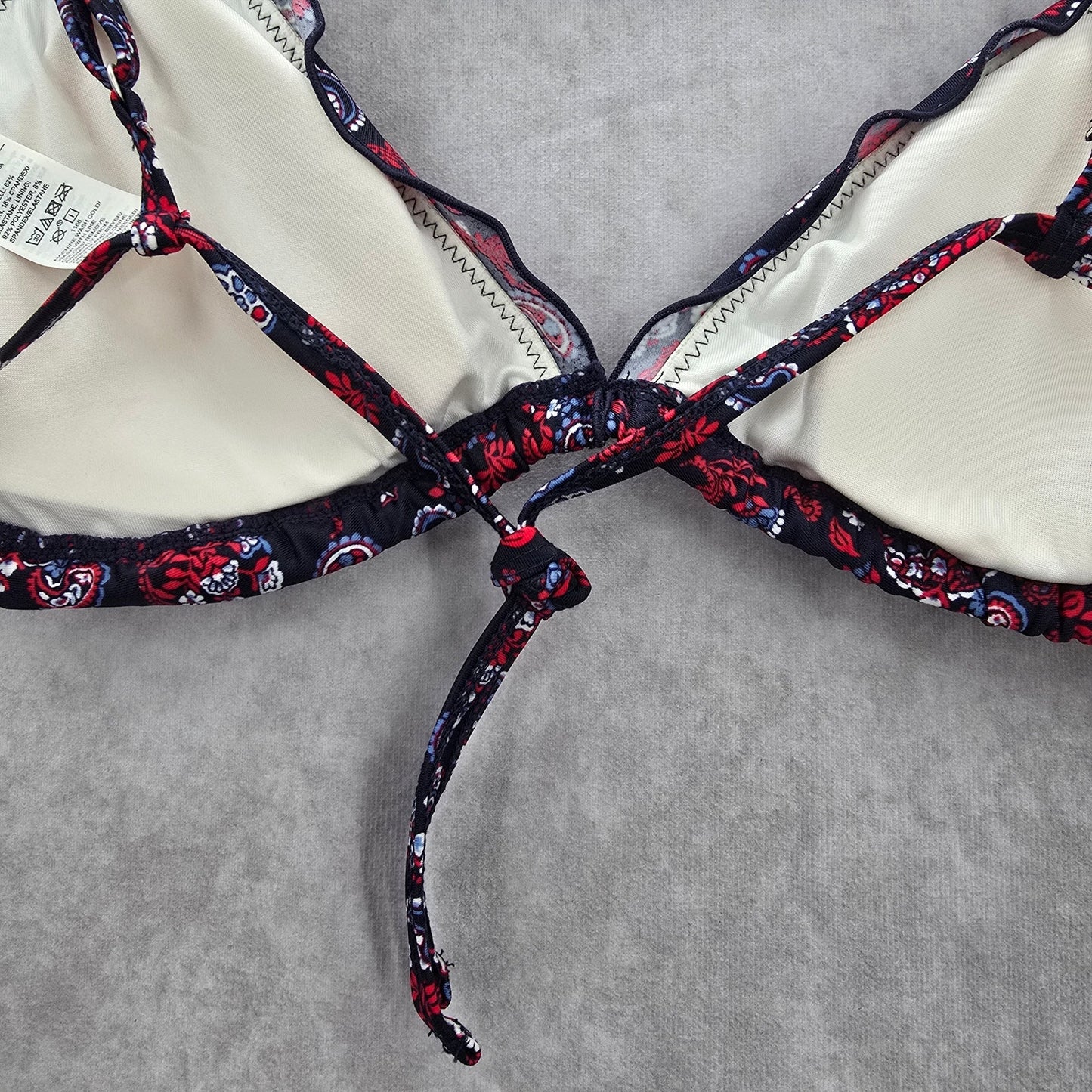 Old Navy Blue Floral Bikini Top Swimwear Swimsuit Padded Ruffle Small