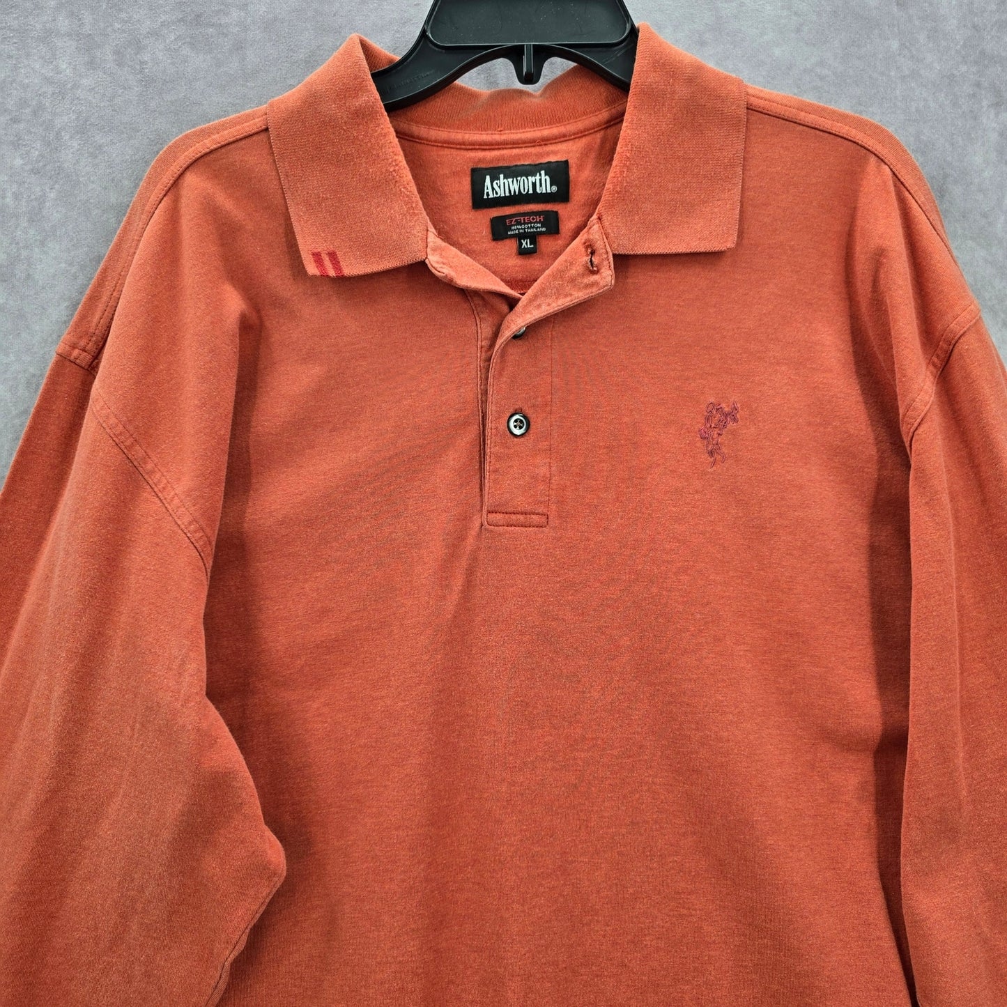 Ashworth EzTech Orange Long Sleeve Polo Cotton Pullover Sweater XL Extra Large