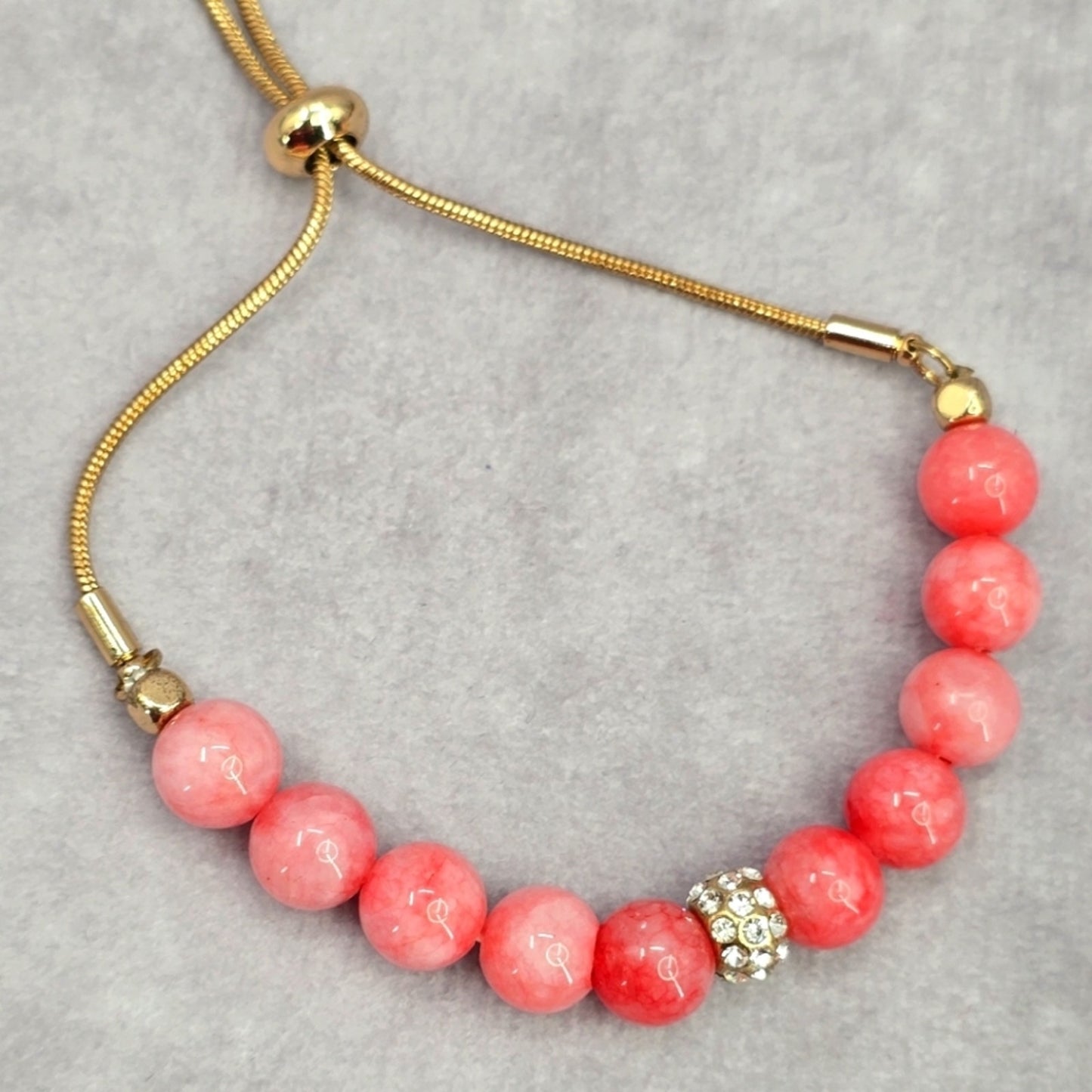 Pink Gold Rhinestone Chain Bead Bracelet Fashion Jewelry NWT JB2-28