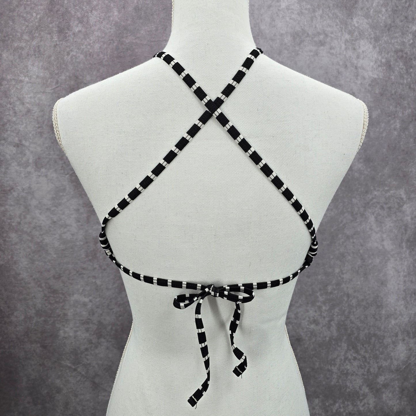 Xhilaration Black White Stripe Padded Crisscross Bikini Top Swimwear Medium