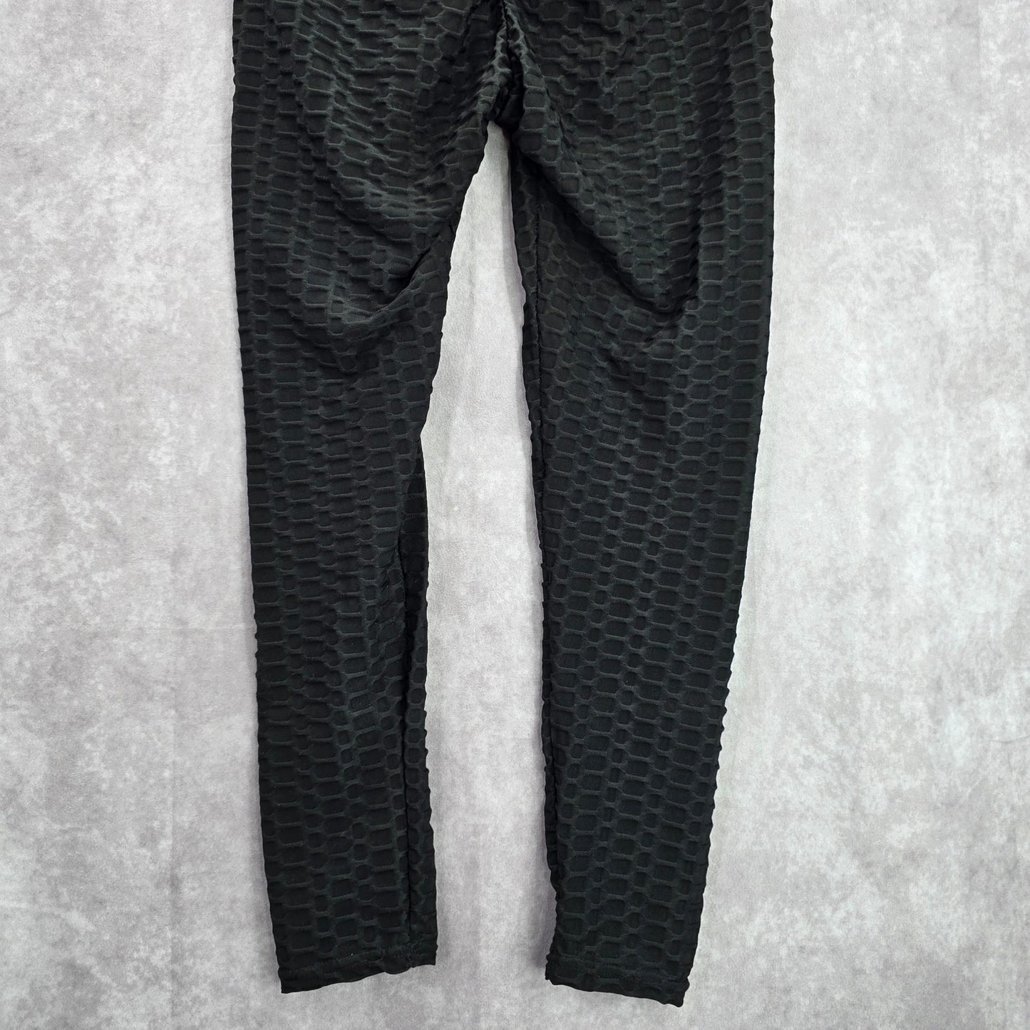Black Honeycomb Scrunch Activewear Legging Yoga Pants Bottoms Small