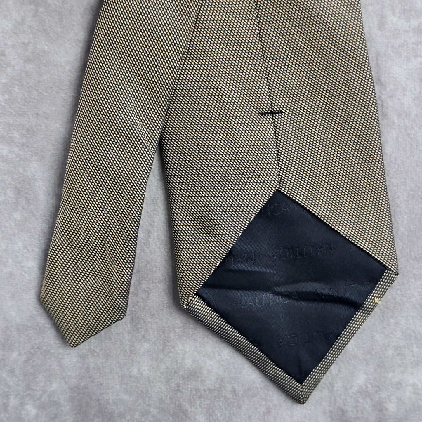 Nautica Gold Blue Geometric 100% Silk Men's Neck Tie NWOT