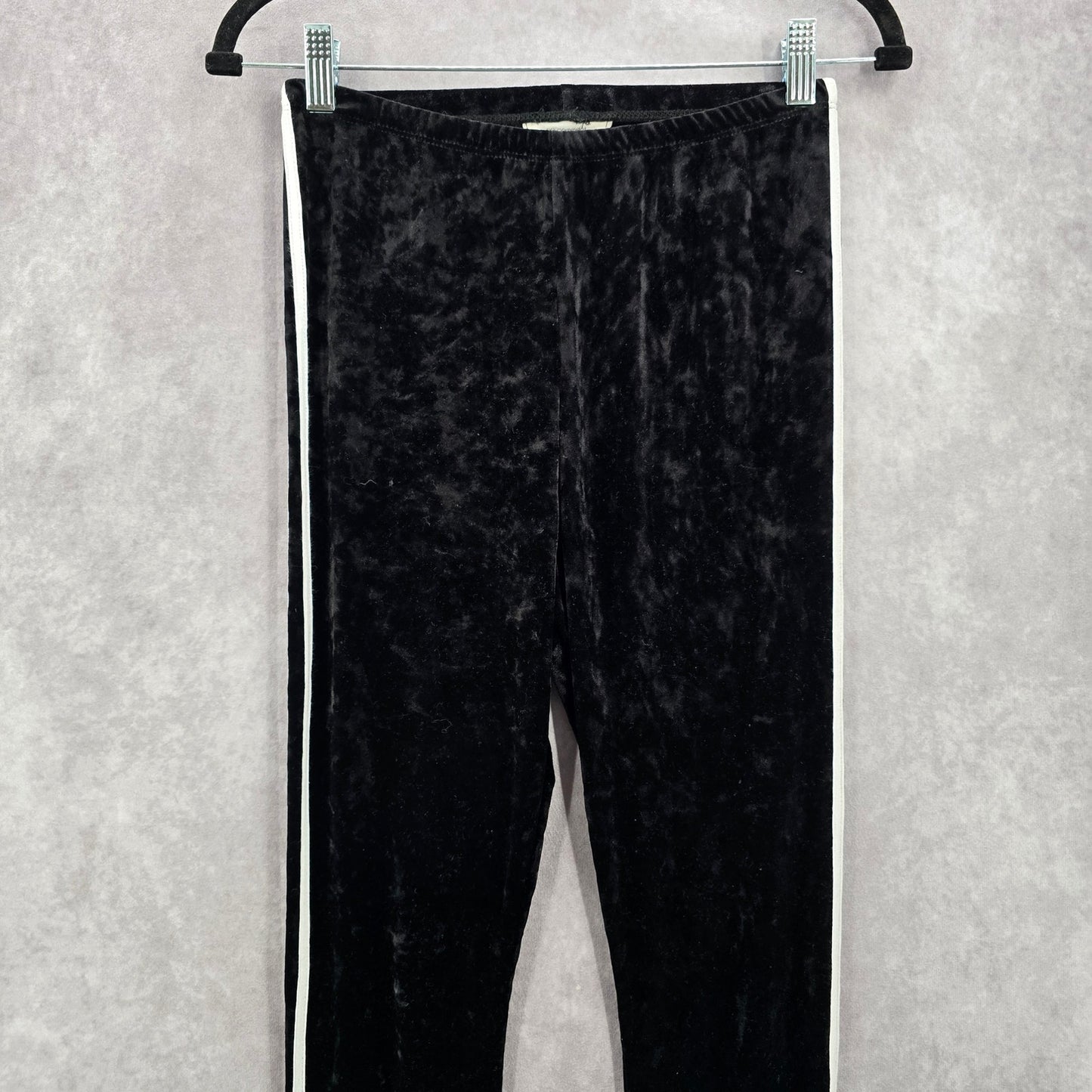 No Comment Black Skinny Velour Pullon Stripe Legging Bottoms Pants S Small