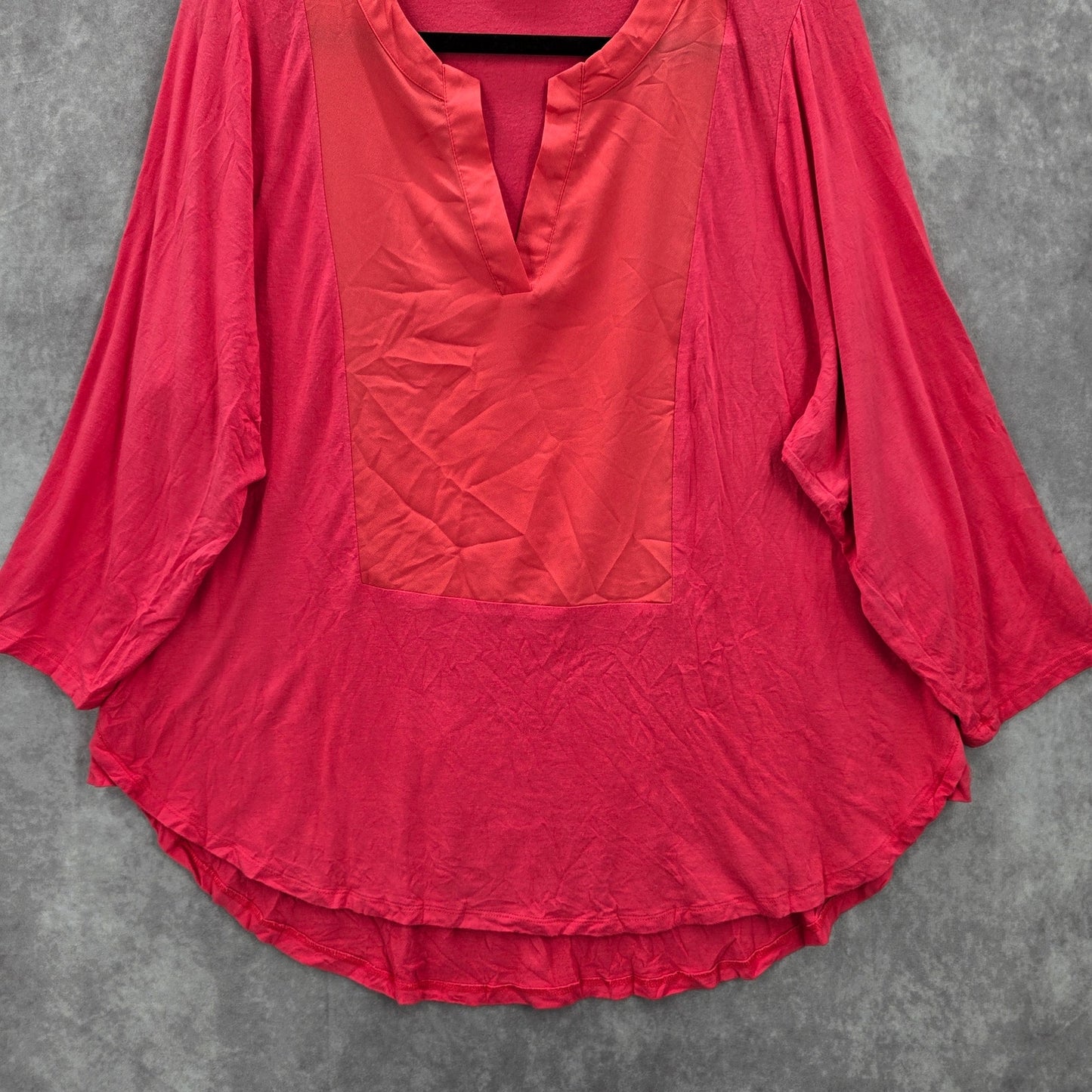 Calvin Klein Pink Stretch Flare Quarter Sleeve Blouse Top Shirt Plus 1X