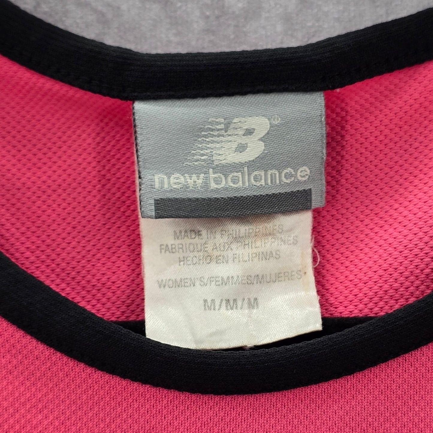 New Balance Pink Black Activewear Short Sleeve Tshirt Top Shirt Medium