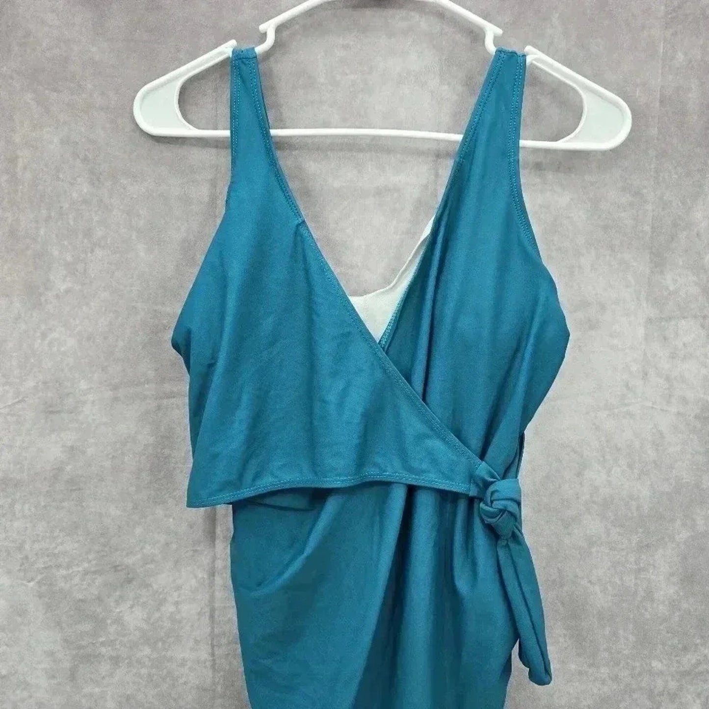 Green One Piece Swimsuits Swimwear Wrap Style Medium