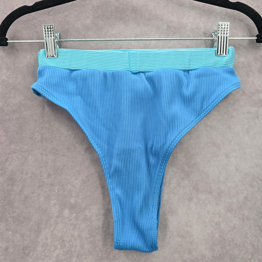Shein Blue Ribbed Stripe Bikini Bottoms Swimwear Swimsuit Small