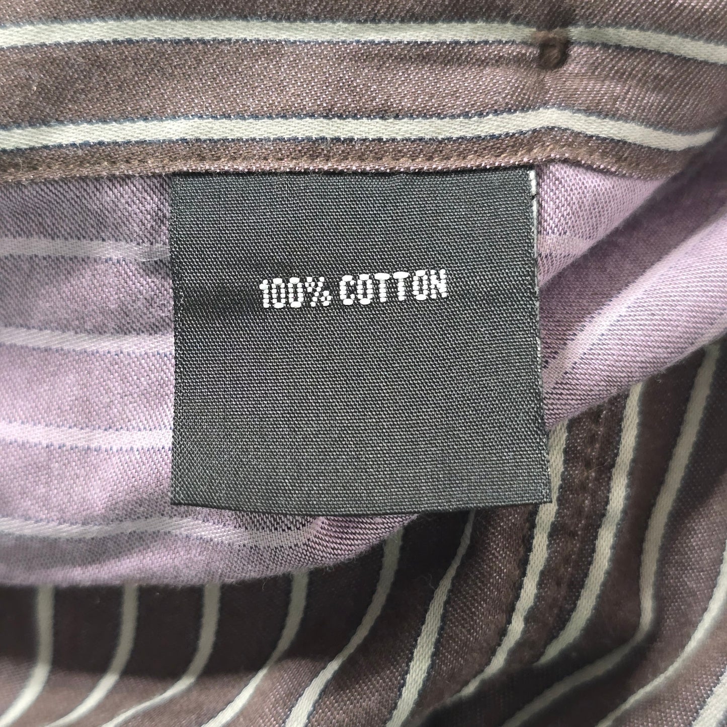 Artisti Italiani Brown Stripe Mens Cotton Button Down Long Sleeve Shirt XXL 43