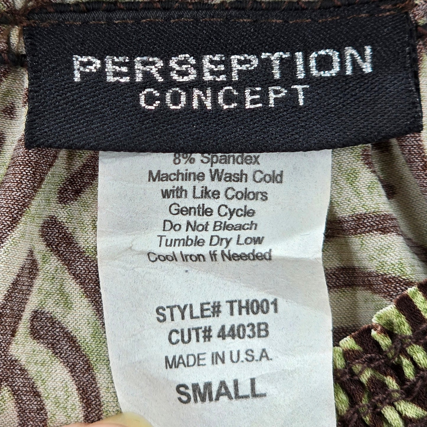 Perseption Concept Brown Green Floral Smock Sleeveless Paisley Swirl Top Small