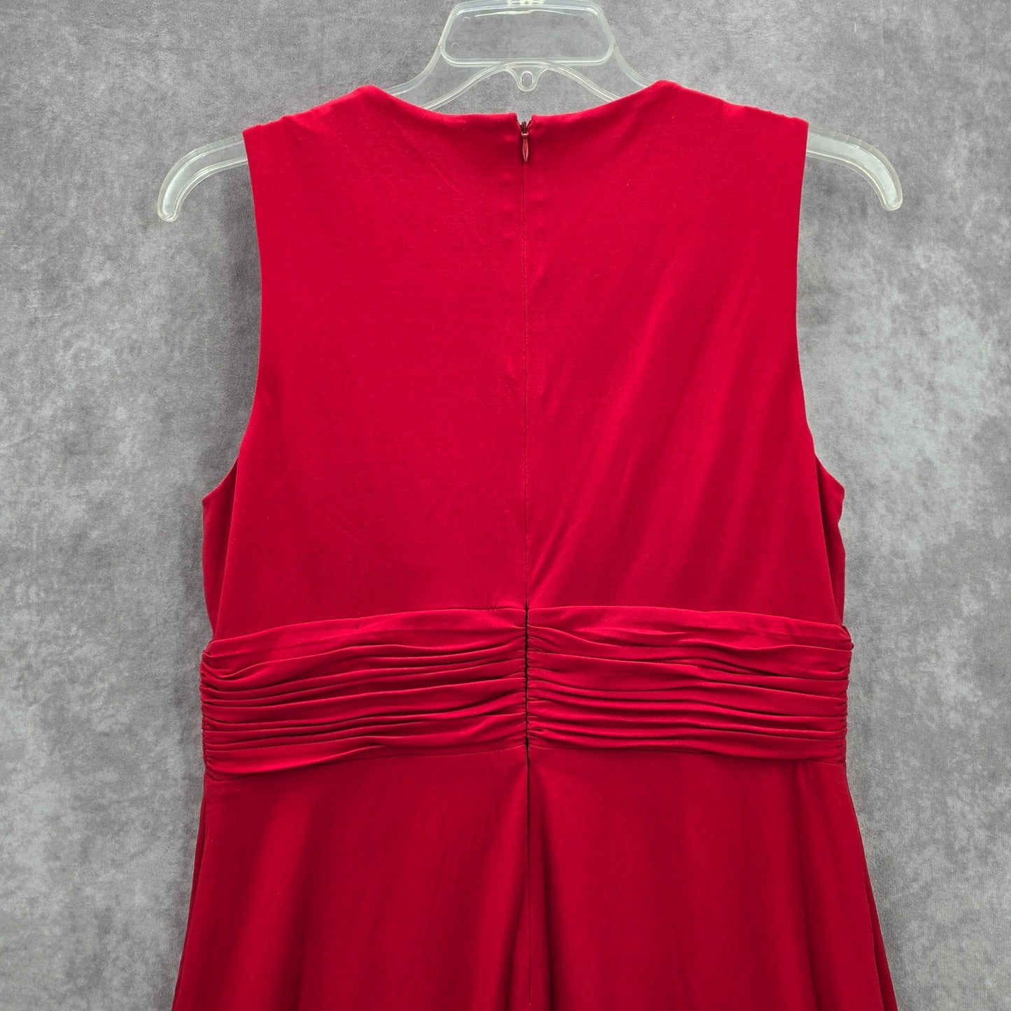 Calvin Klein Red Knee Length Pleat Sleeveless Fit Flare Formal Party Dress 12