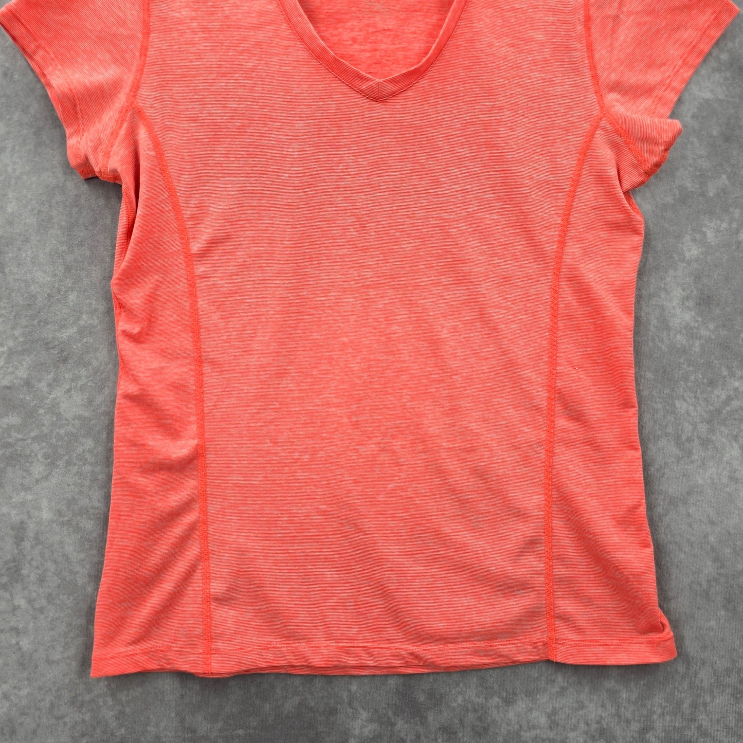 90 Degrees Orange Short Sleeve Stripe Activewear Blouse Top Shirt Medium