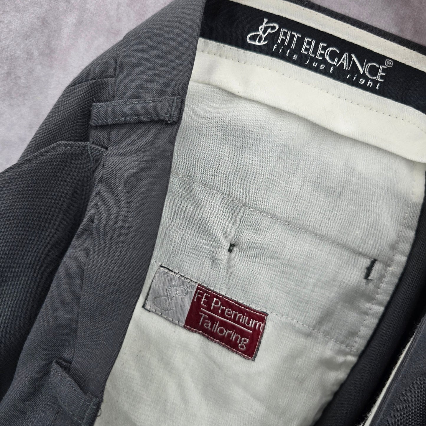 Fit Elegance Gray Mens Trousers Executive Tailored Suit Work Dress Pants 38x41