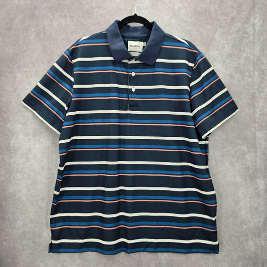 Goodfellow & Co Blue Stripe Short Sleeve Golf Polo Active Mens Shirt Top XL