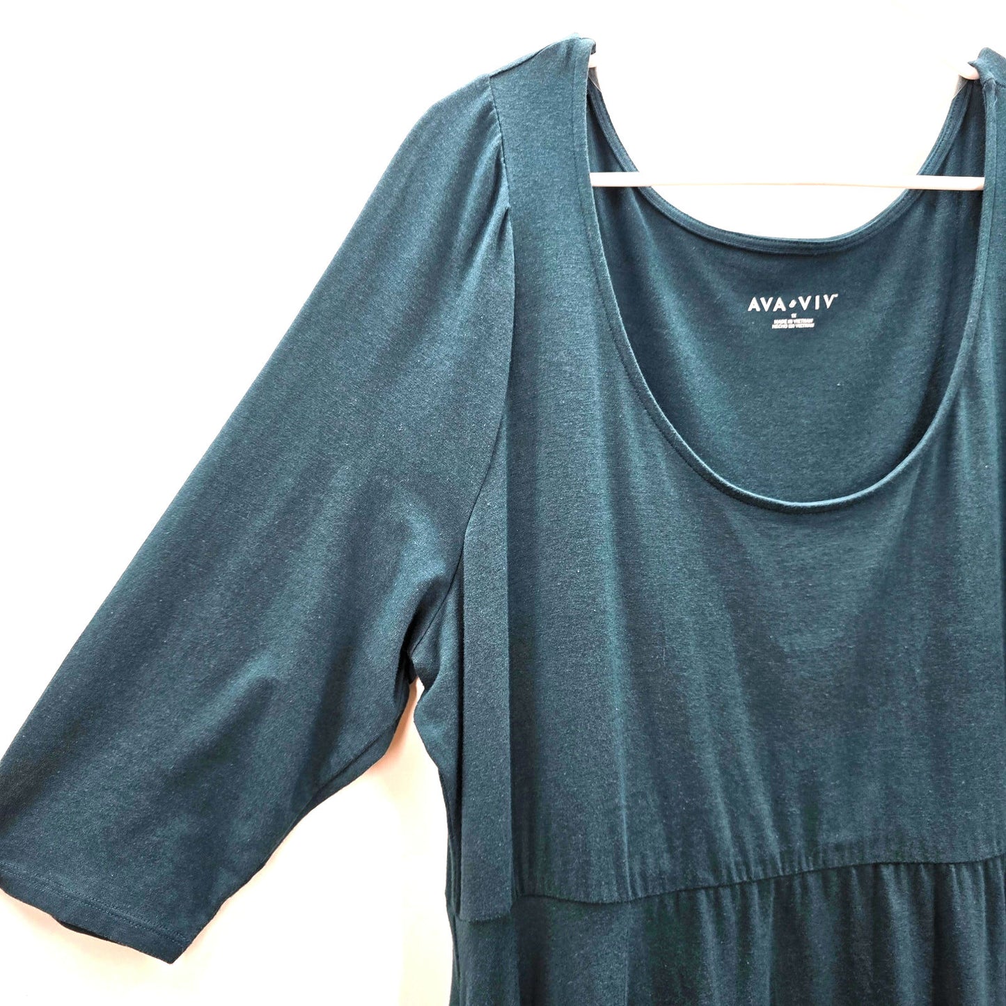 Ava & Viv Green Knee Length Flare Casual Pockets Dress Plus 1XL