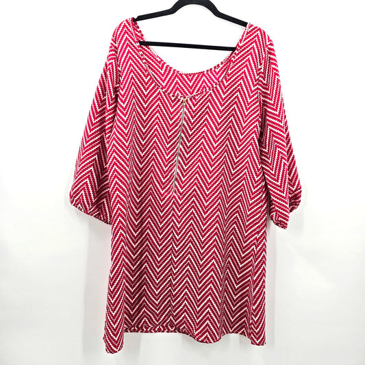 Live 4 Truth Red White Chevron Knee Length Zipper Dress Plus 1XL