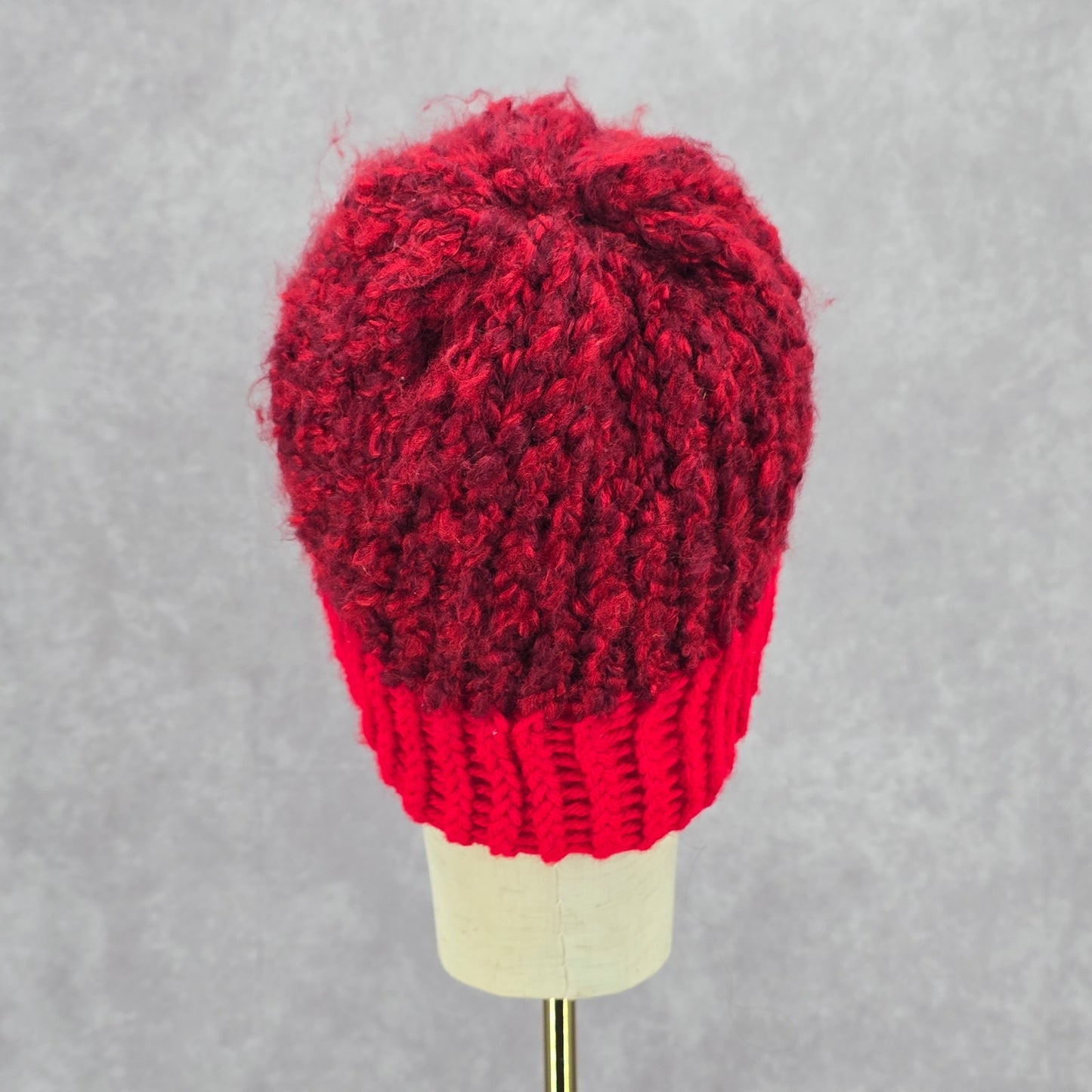 Red Crochet Knit Bucket Cap Hat Fun Vintage Y2K Funky Beanie