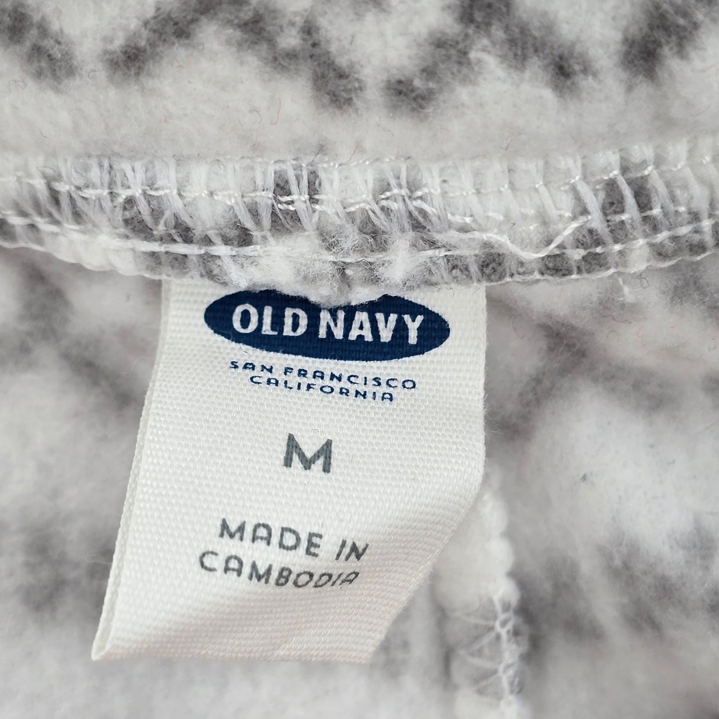 Old Navy White Gray Fleece Snowflake Sleep Pajama Bottoms Pants M Medium