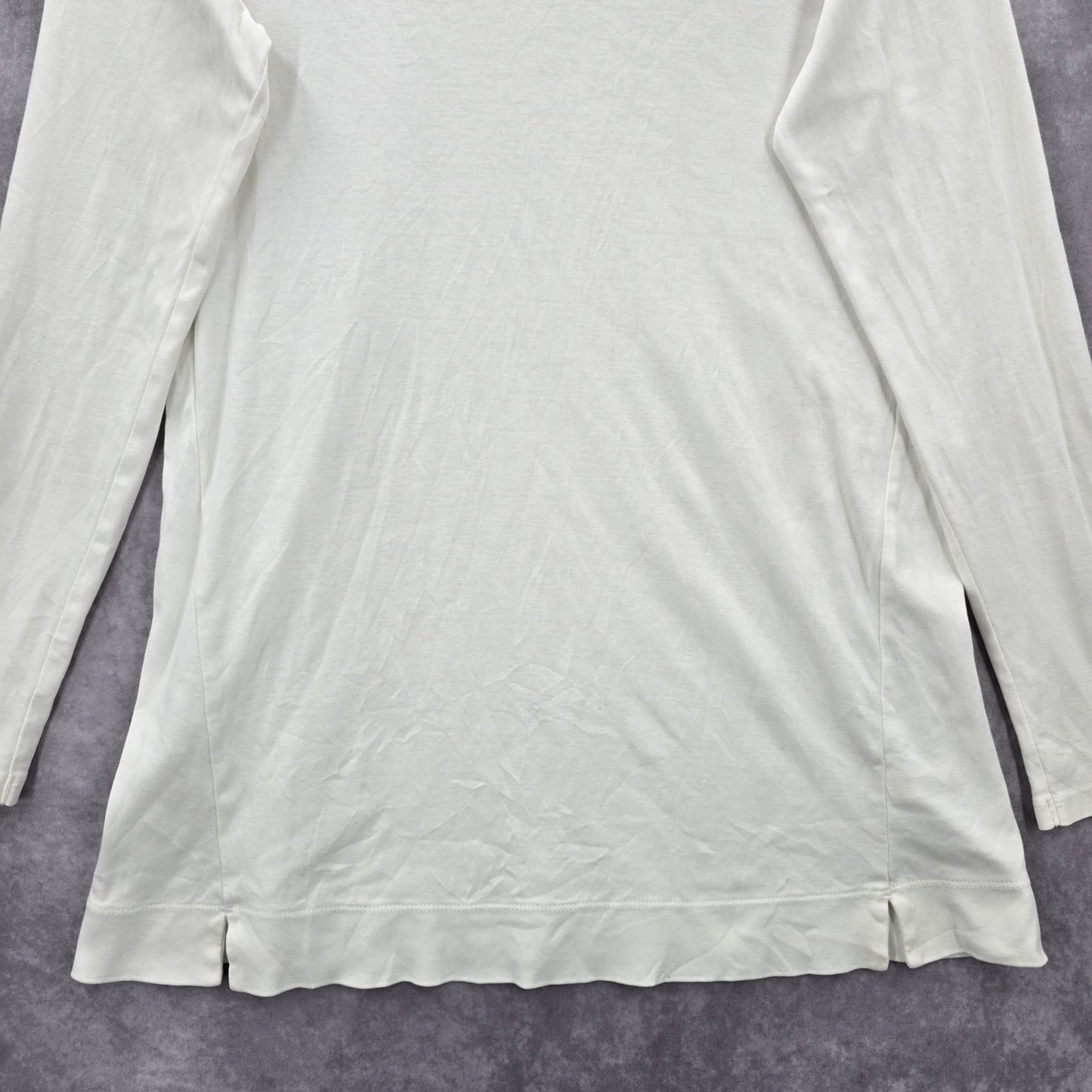 J Jill White Long Sleeve Pima Cotton Tall Slit Top Shirt Blouse Medium