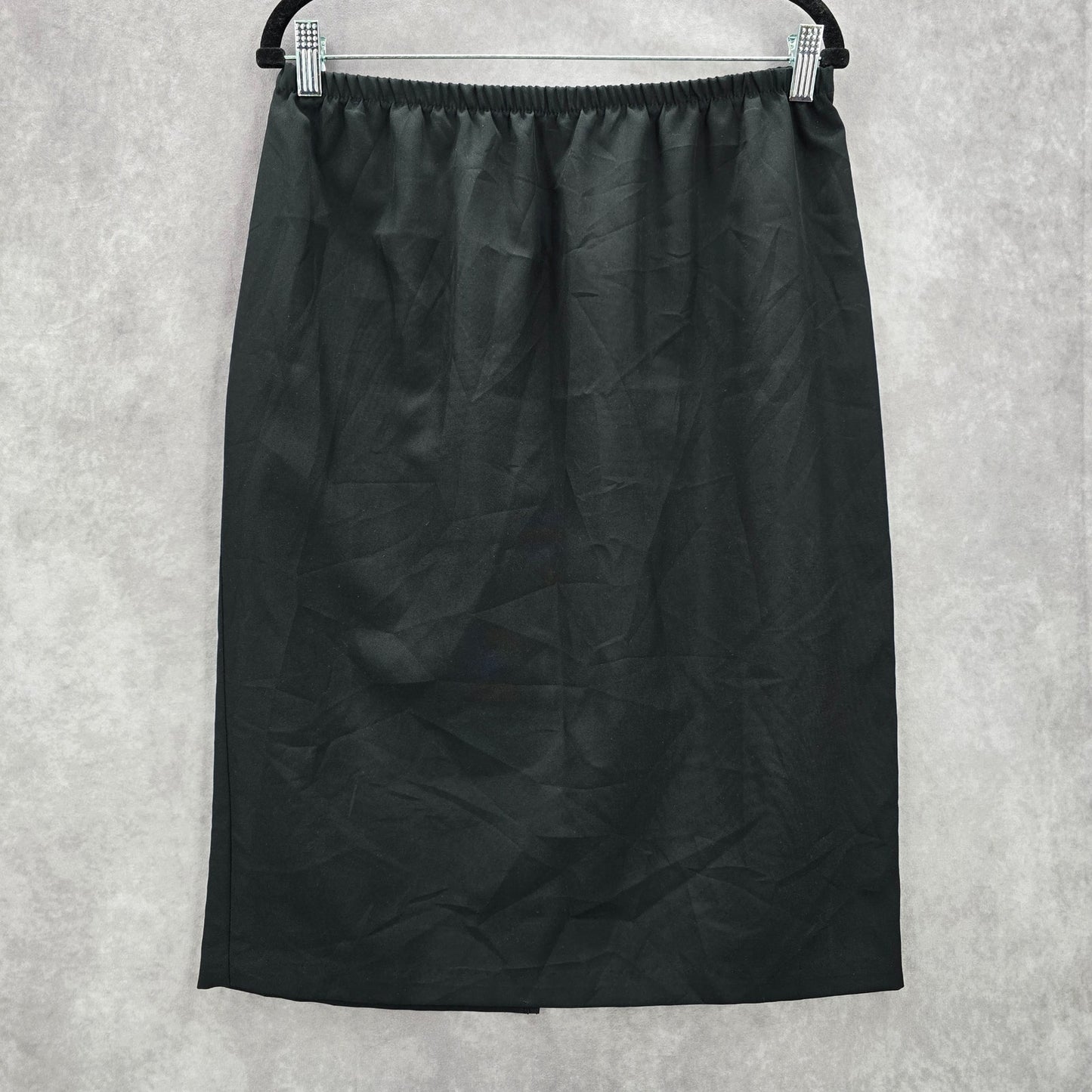 Black Pull On Knee Length Elastic Office Corporate Church Classic Skirt Size 14