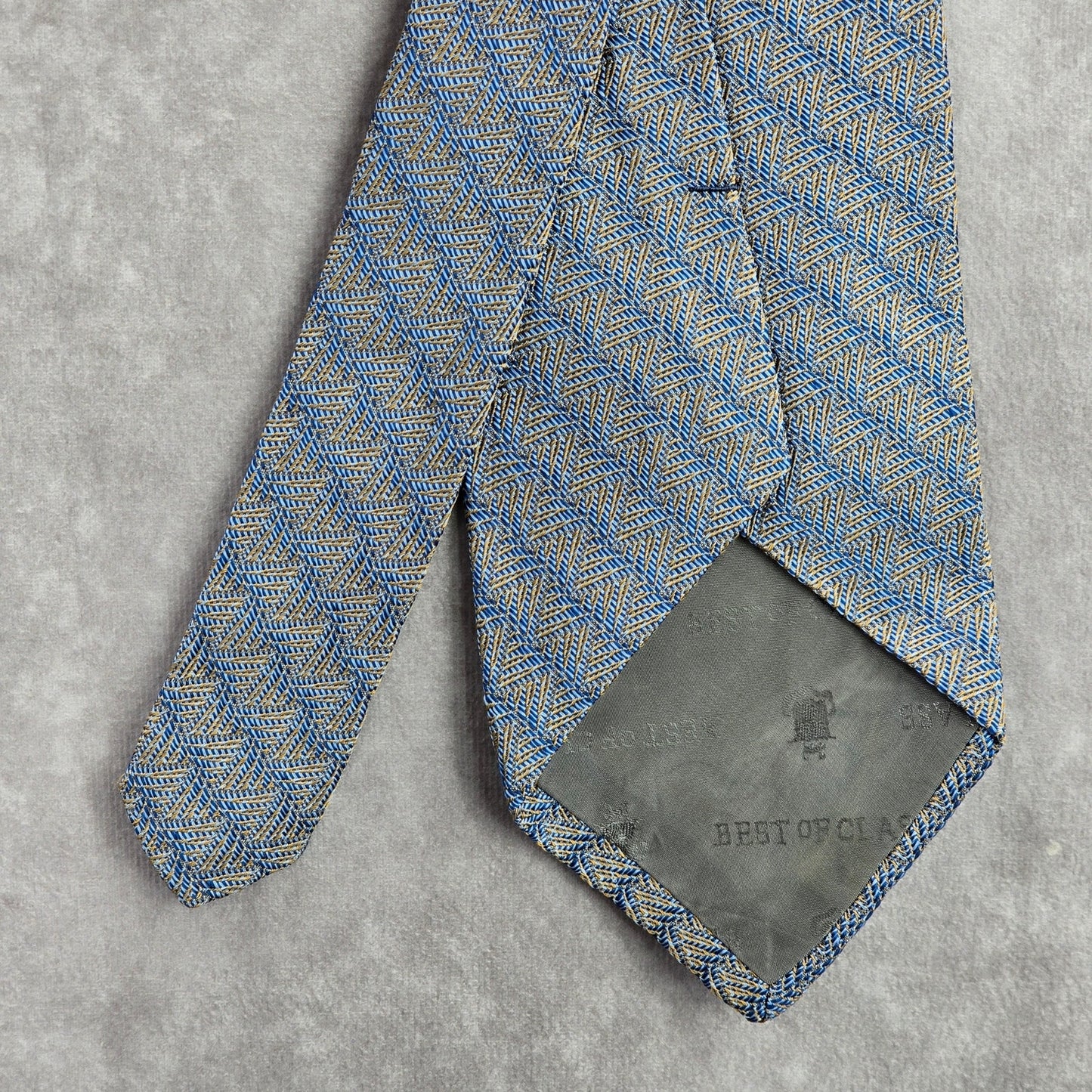 Robert Talbott Blue Orange Weave Geometric Repp Stripe Silk Men's Neck Tie