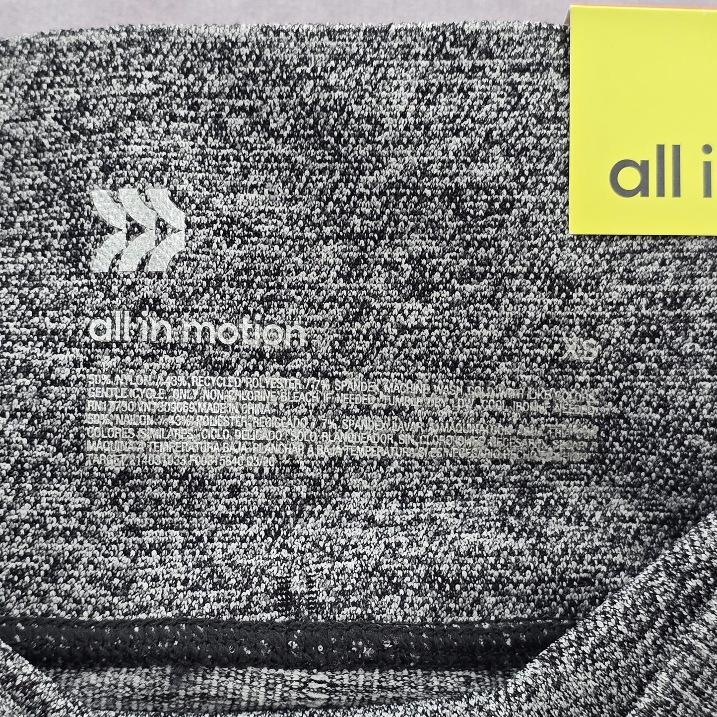 All in Motion Gray Black Seamless High Waisted Leggings Pants Bottom Extra Small