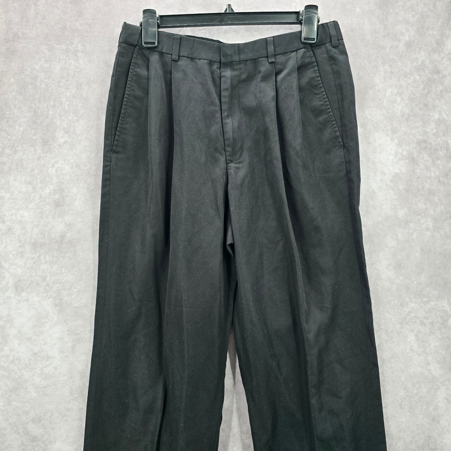Haggar Black Plain Tailored Executive Dress Pants Trouser Bottoms Mens Small
