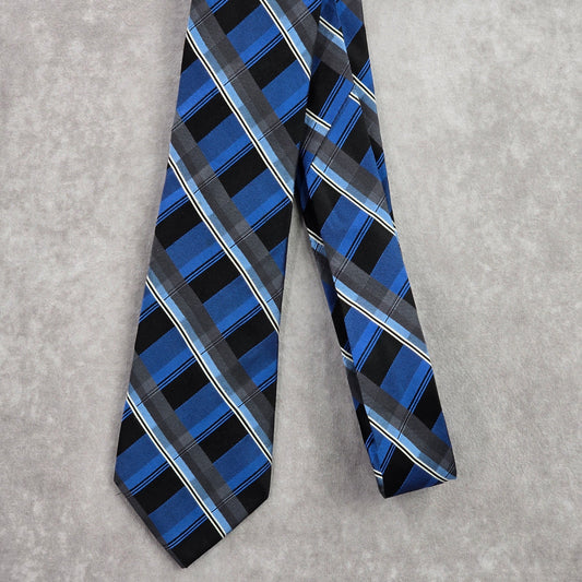 Arrow Blue Gray Black Plaid Tartan 100% Silk Men's Neck Tie NWOT