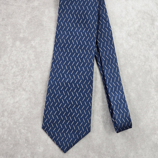Nubio Blue Silver Diamond Stripe Geometric Silk Executive Neck Tie Men's