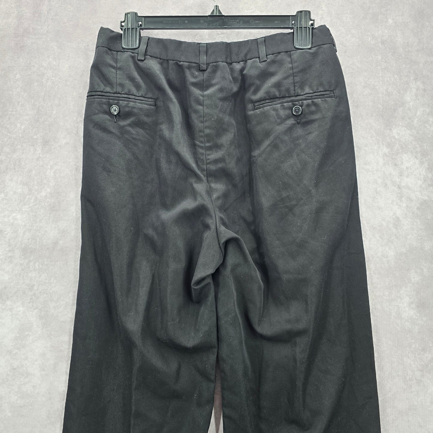Haggar Black Plain Tailored Executive Dress Pants Trouser Bottoms Mens Small