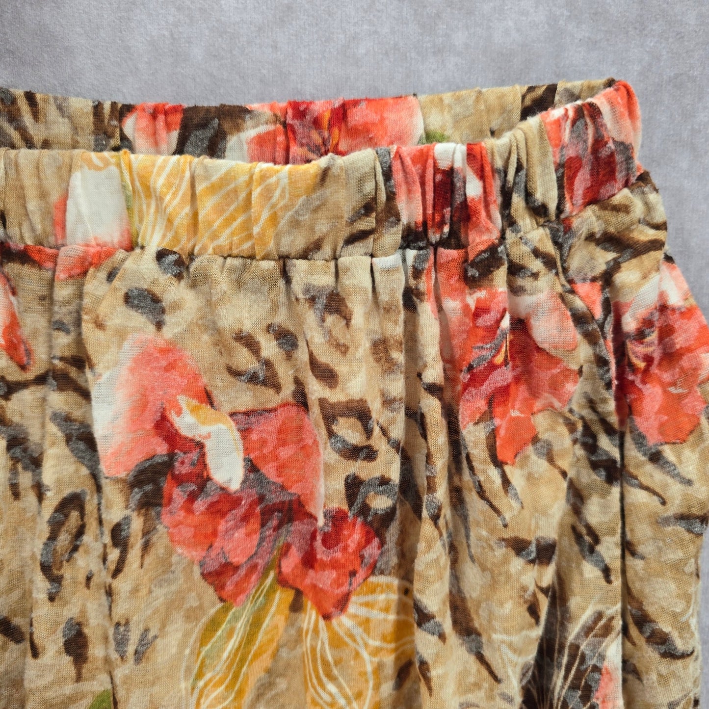 Alfred Dunner Tan Floral Flare Knee Length Cotton Skirt Plus 18W